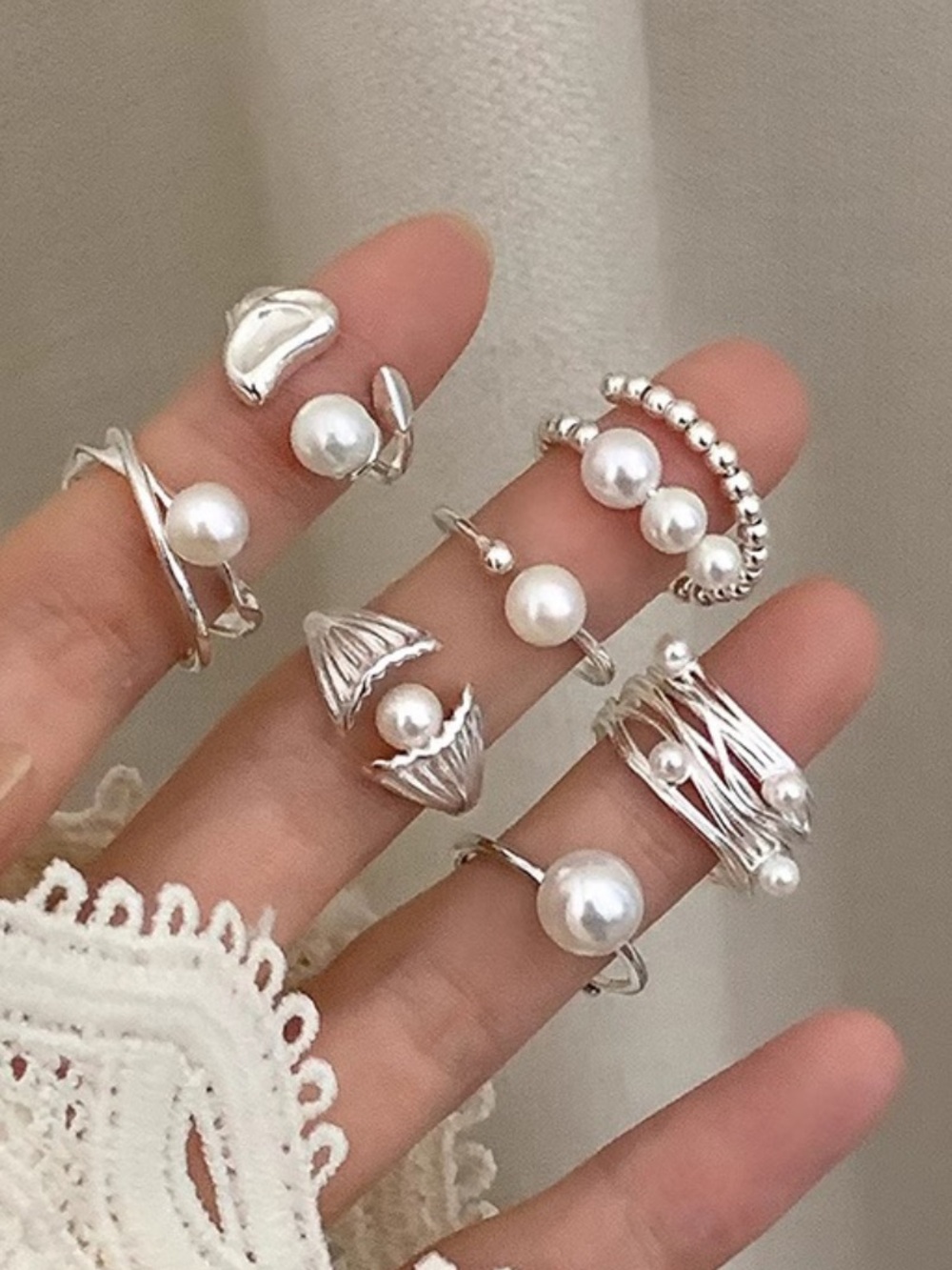 Silver Plated Open Ring Set - Picture 2 of 14